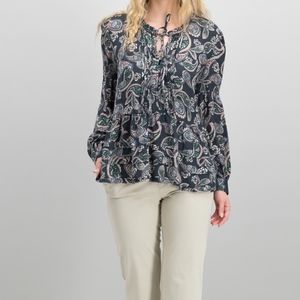 William Rast Atwood Pintuck Tie Neck Top